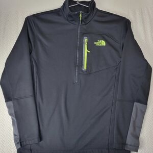 The North Face Men's Solid Black w/Neon Green 1/2 Zip Pullover Jacket Size Small
